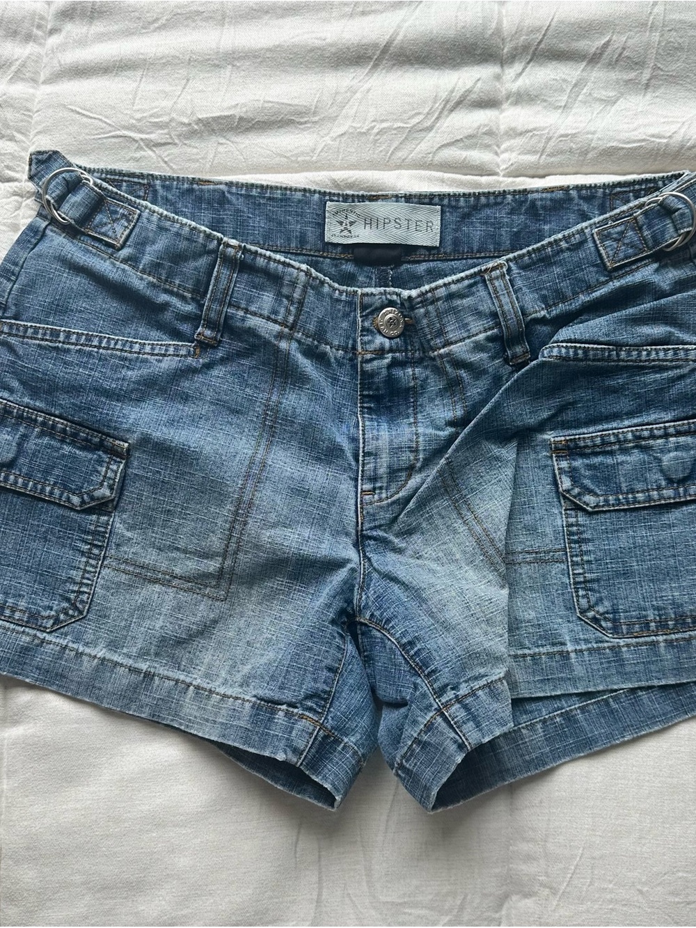 Women's Light Blue Denim Cargo Shorts